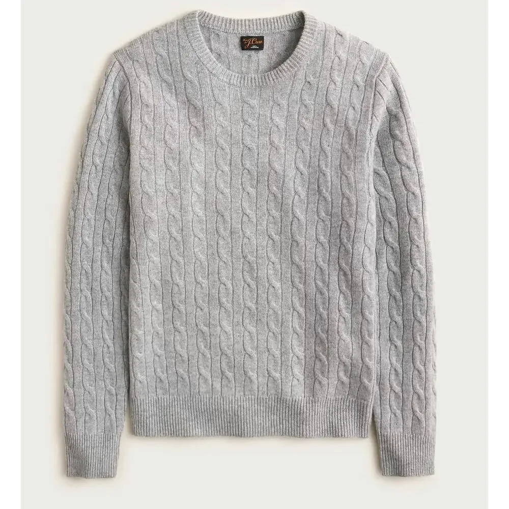 J. Crew Cashmere cable-knit sweater in Heather Grey NWT size Small